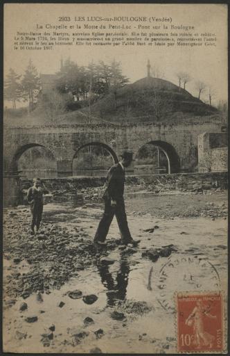 Le pont sur la Boulogne : avec la chapelle et la Motte du Petit-Luc en arrière-plan (vue 1), pris de la motte du Petit-Luc (vue 2), le pont vers le village du Chef-du-Pont (vue 3) / L.V. phot. (vue 3).